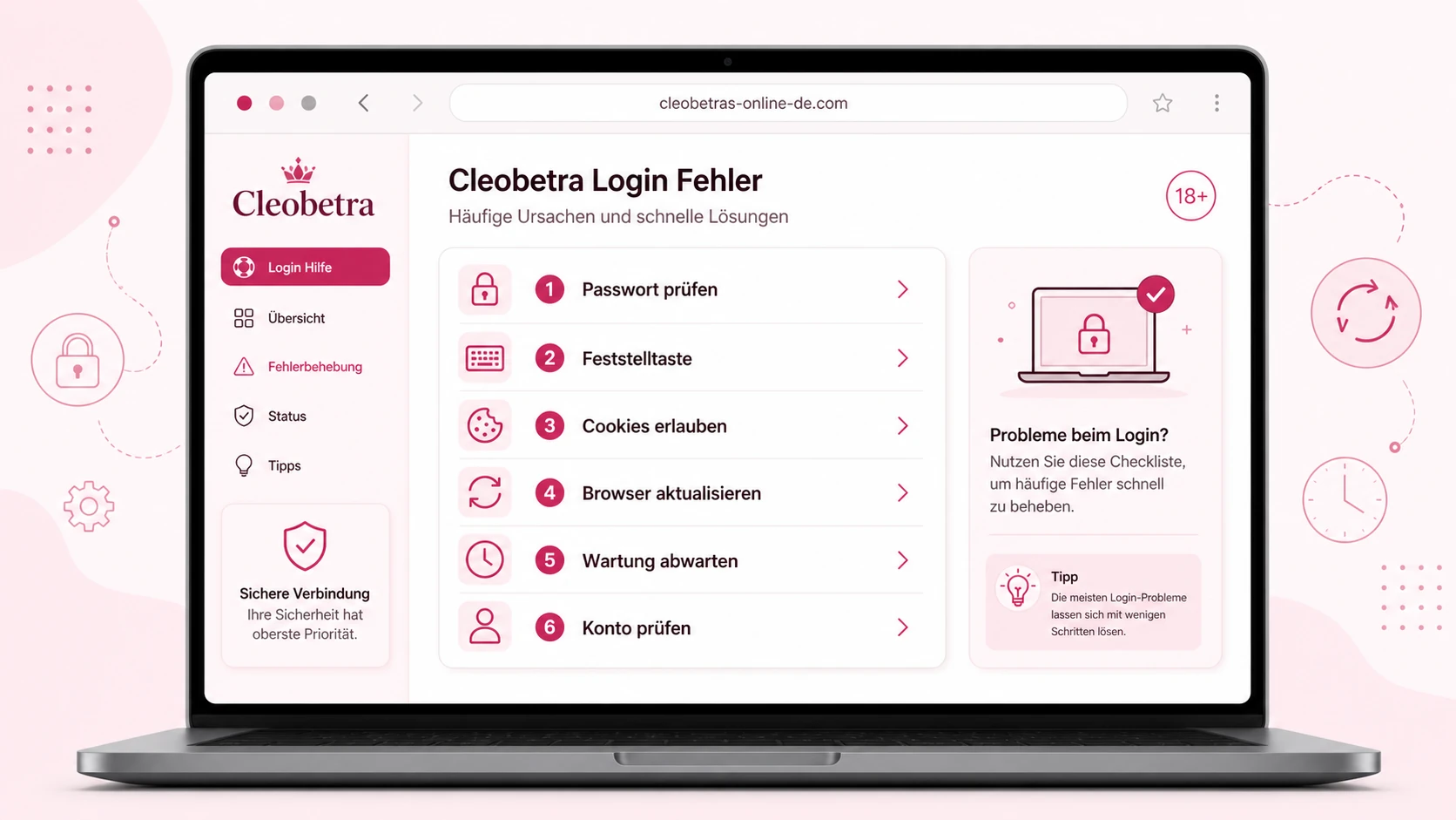 Häufige Fehler beim Cleobetra Login
